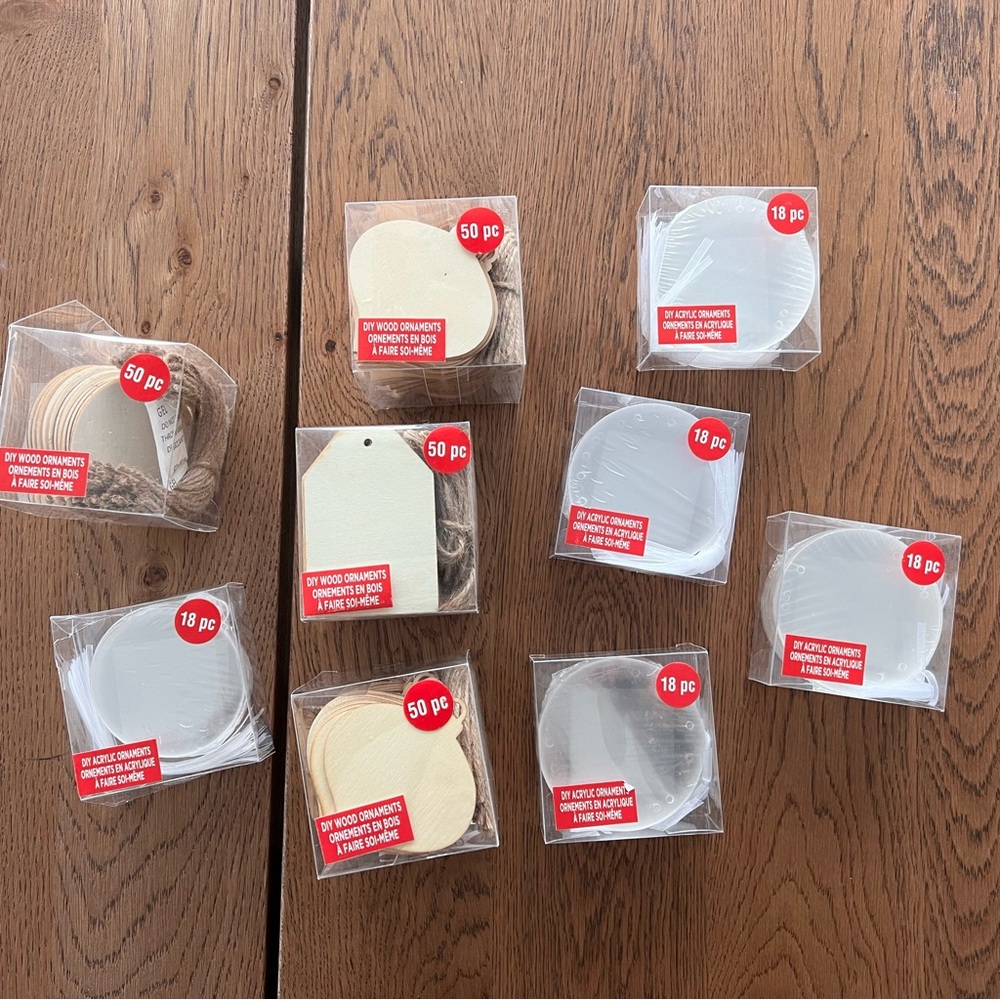 NWT! DIY Wood and Acrylic Ornaments from Michaels. 220+ unopened pieces.